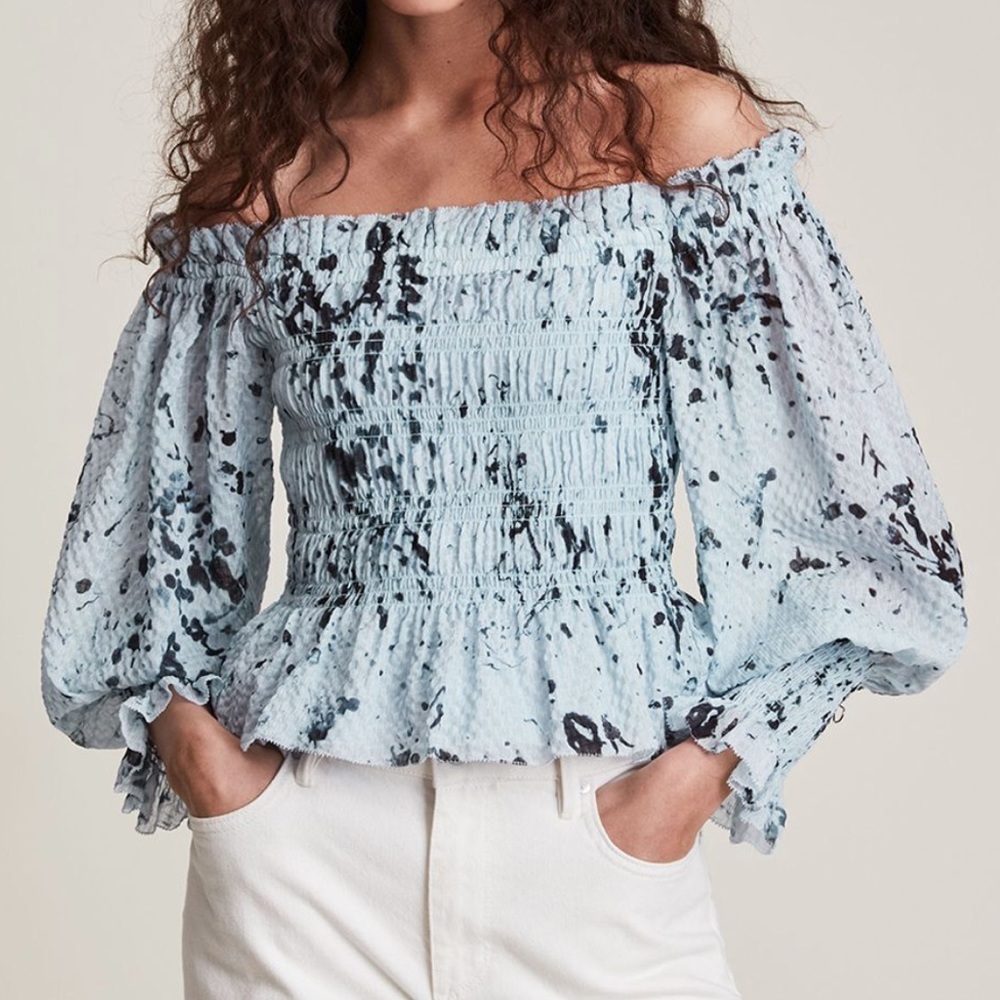 ALL SAINTS Lara Portland Printed Off-Shoulder Top